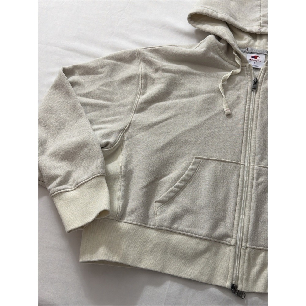 Champion Hoodie Women's Full Double zipup white Logo Size Large Cotton/Polyester - Picture 14 of 16